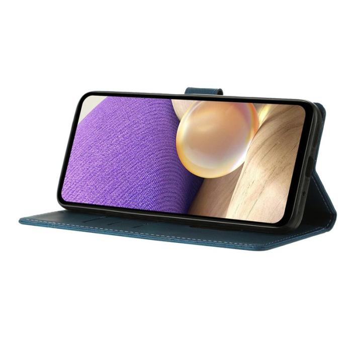 OEM - Samsung Galaxy S26 Edge Plånboksfodral Ställ Triangelmönster Konstläder - Blå