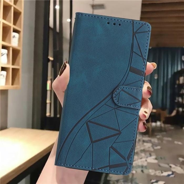 OEM - Samsung Galaxy S26 Edge Plånboksfodral Ställ Triangelmönster Konstläder - Blå