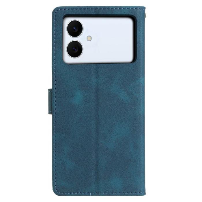 OEM - Samsung Galaxy S26 Edge Plånboksfodral Ställ Triangelmönster Konstläder - Blå