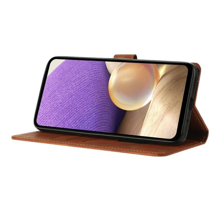 OEM - Samsung Galaxy S26 Edge Plånboksfodral Ställ Triangelmönster Konstläder - Brun