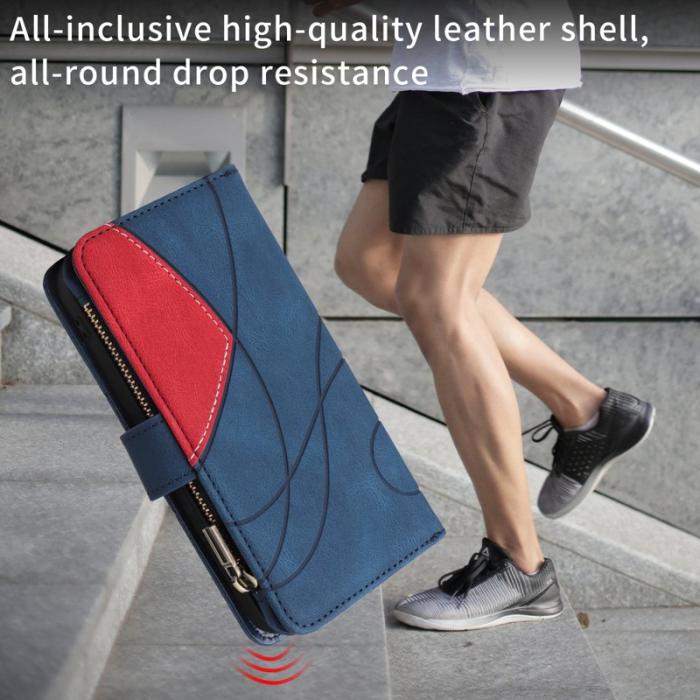 OEM - Samsung Galaxy S26 Edge Mobilskal KonstLäder Med Rem Dragkedja - Blå