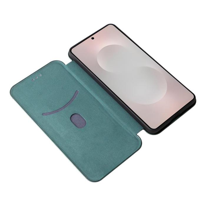 ABEEL - Samsung Galaxy S26 Edge Mobilskal Kolfiber PU Läder - Grön