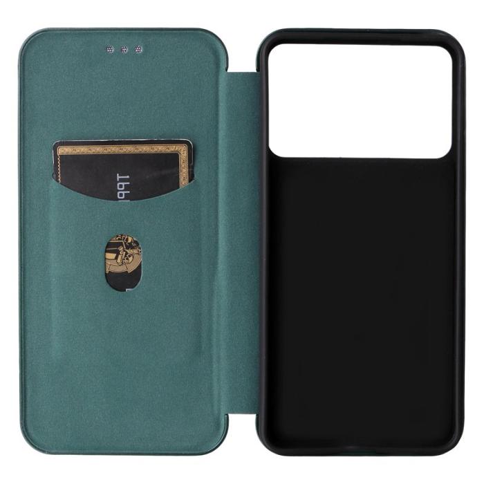 ABEEL - Samsung Galaxy S26 Edge Mobilskal Kolfiber PU Läder - Grön