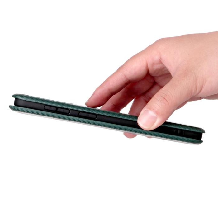 ABEEL - Samsung Galaxy S26 Edge Mobilskal Kolfiber PU Läder - Grön