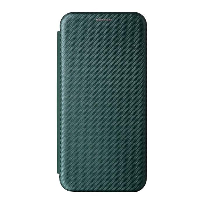 ABEEL - Samsung Galaxy S26 Edge Mobilskal Kolfiber PU Läder - Grön