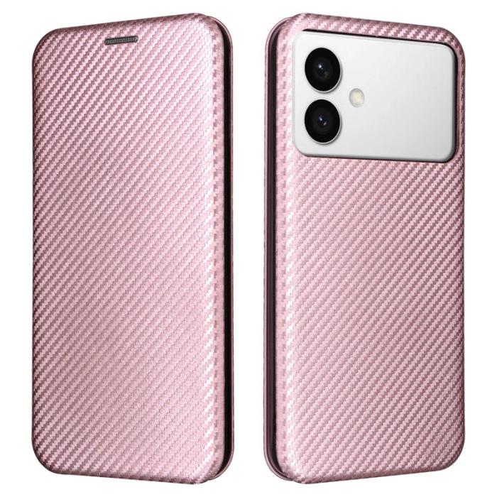 OEM - Samsung Galaxy S26 Edge Mobilskal Kolfiber PU Läder - Roséguld