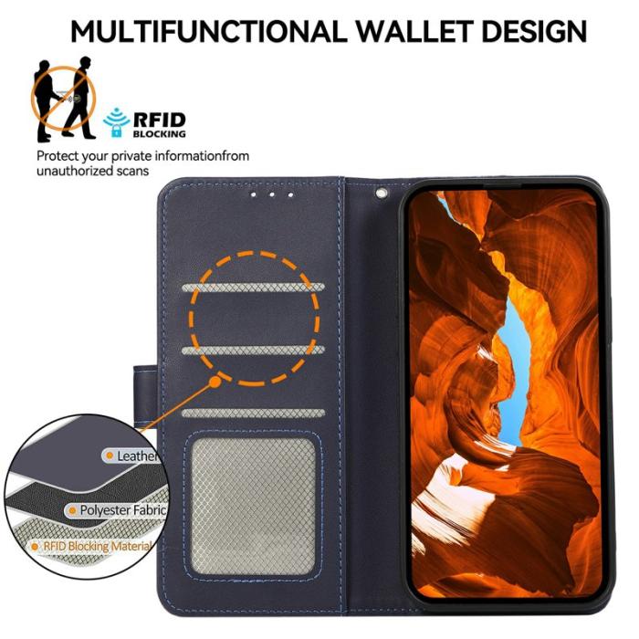 OEM - Samsung Galaxy S26 Edge Mobilskal RFID-Skydd KonstLäder - Blå