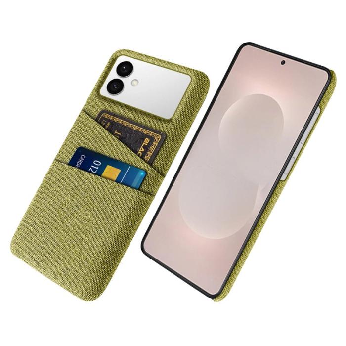 OEM - Samsung Galaxy S26 Edge Skal Tyg + Hård PC Med Dubbel Kortfack - Gul