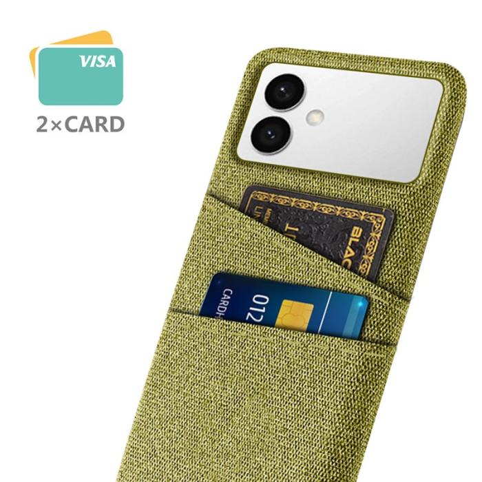 OEM - Samsung Galaxy S26 Edge Skal Tyg + Hård PC Med Dubbel Kortfack - Gul