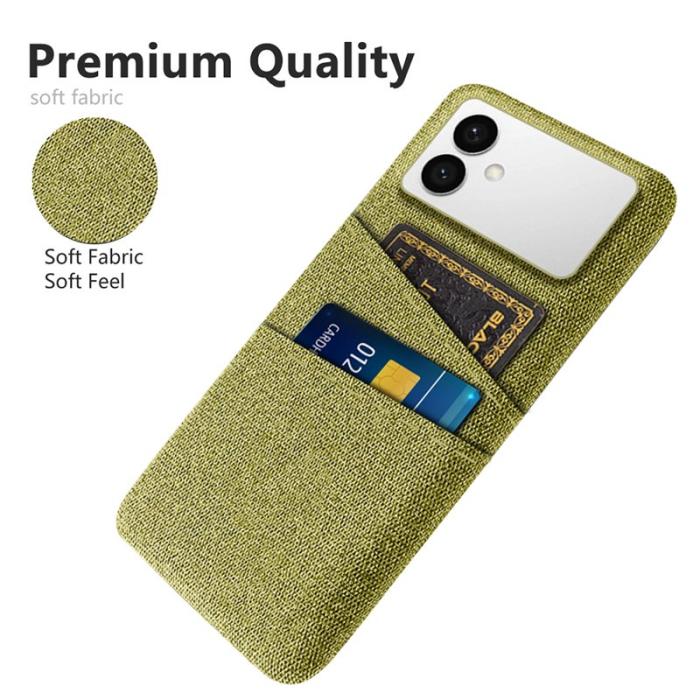 OEM - Samsung Galaxy S26 Edge Skal Tyg + Hård PC Med Dubbel Kortfack - Gul