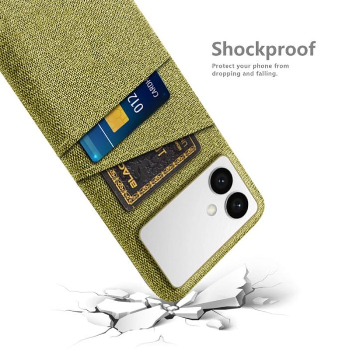 OEM - Samsung Galaxy S26 Edge Skal Tyg + Hård PC Med Dubbel Kortfack - Gul