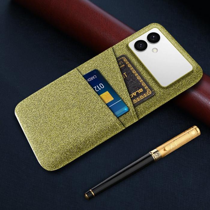 OEM - Samsung Galaxy S26 Edge Skal Tyg + Hård PC Med Dubbel Kortfack - Gul