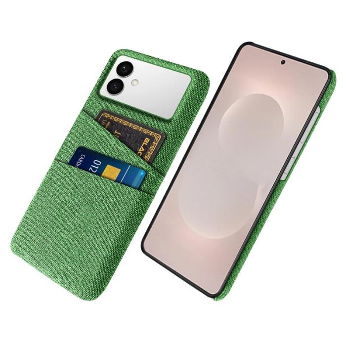 OEM - Samsung Galaxy S26 Edge Skal Tyg + Hård PC Med Dubbel Kortplats - Grön