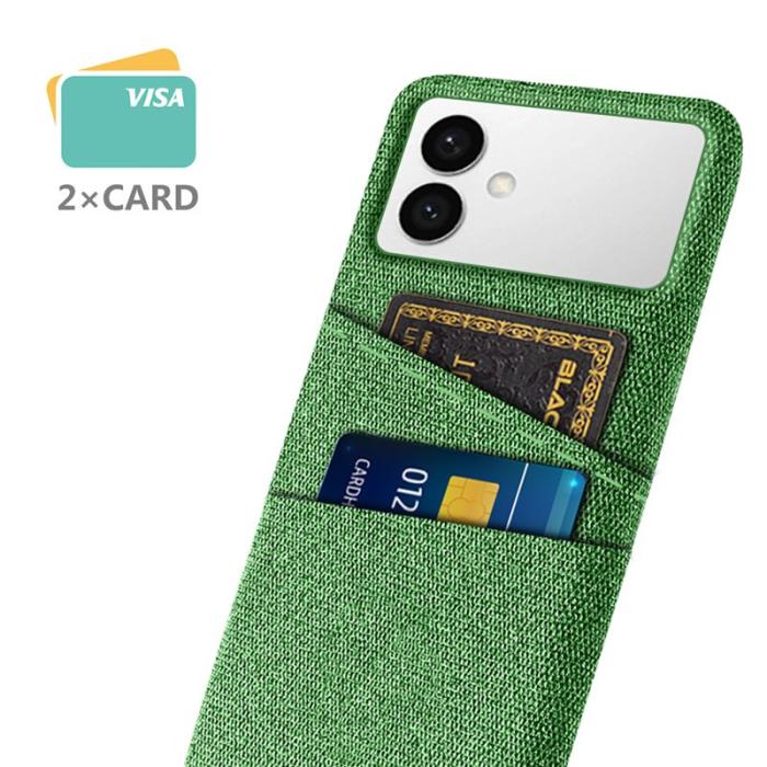 OEM - Samsung Galaxy S26 Edge Skal Tyg + Hård PC Med Dubbel Kortplats - Grön