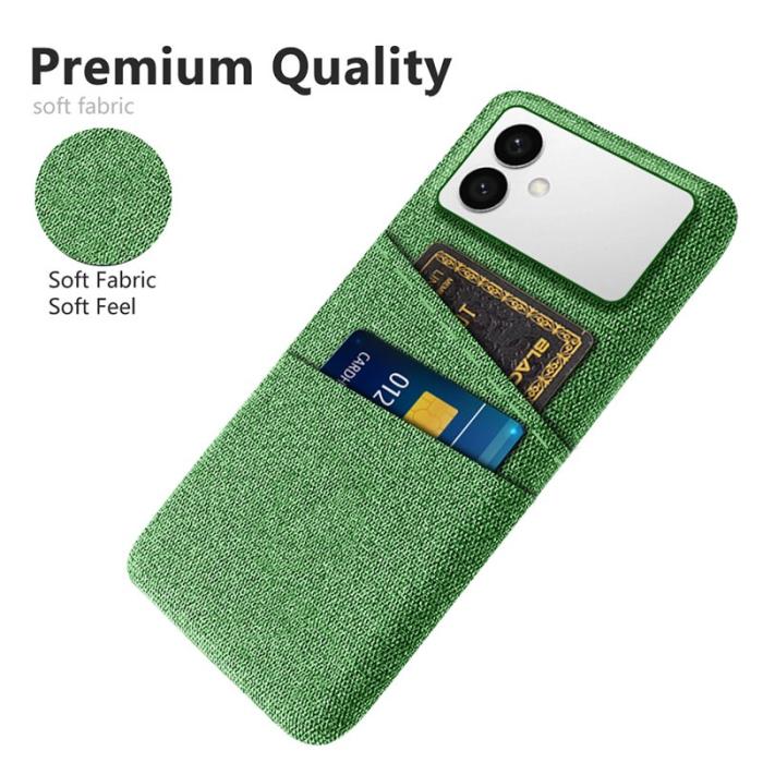 OEM - Samsung Galaxy S26 Edge Skal Tyg + Hård PC Med Dubbel Kortplats - Grön