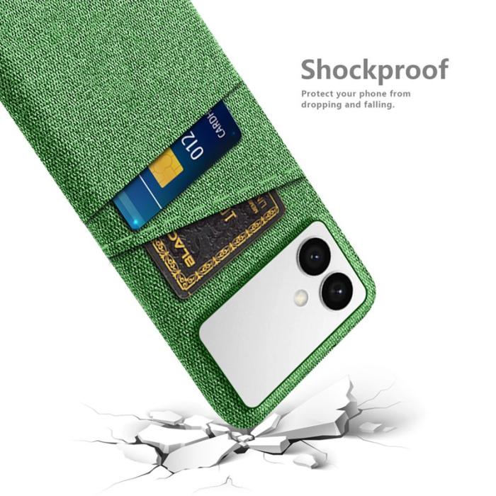 OEM - Samsung Galaxy S26 Edge Skal Tyg + Hård PC Med Dubbel Kortplats - Grön