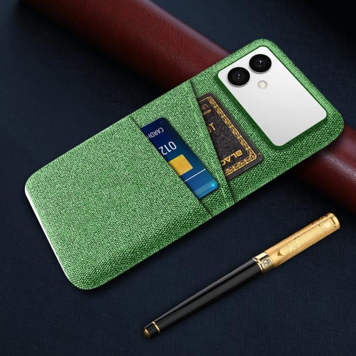 OEM - Samsung Galaxy S26 Edge Skal Tyg + Hård PC Med Dubbel Kortplats - Grön