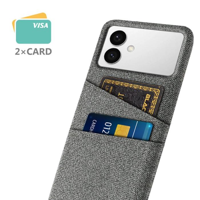 OEM - Samsung Galaxy S26 Edge Skal Tyg + Hård PC Med Dubbelkortfack - Grå