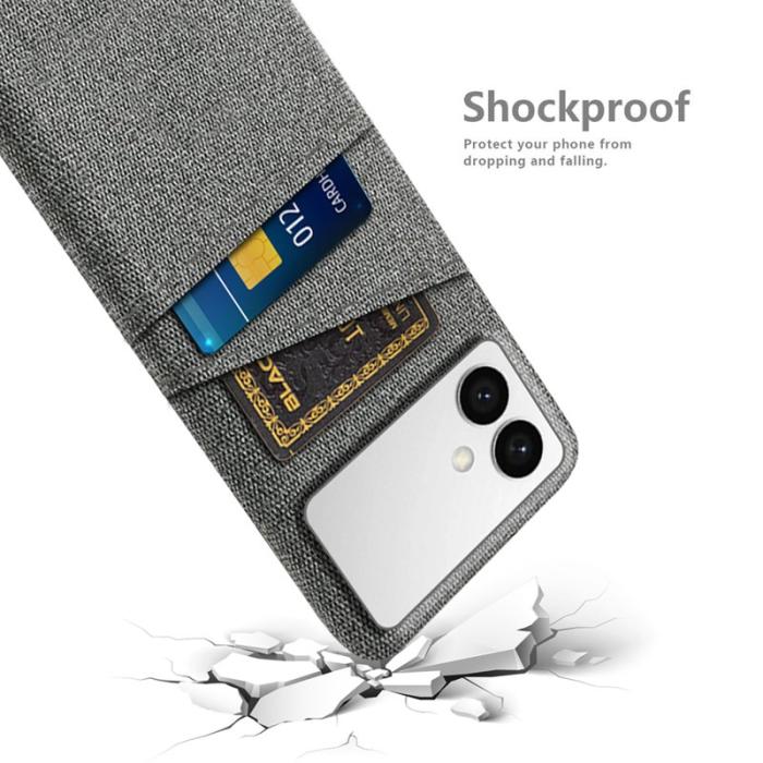 OEM - Samsung Galaxy S26 Edge Skal Tyg + Hård PC Med Dubbelkortfack - Grå