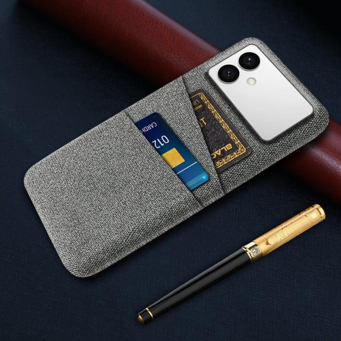 OEM - Samsung Galaxy S26 Edge Skal Tyg + Hård PC Med Dubbelkortfack - Grå