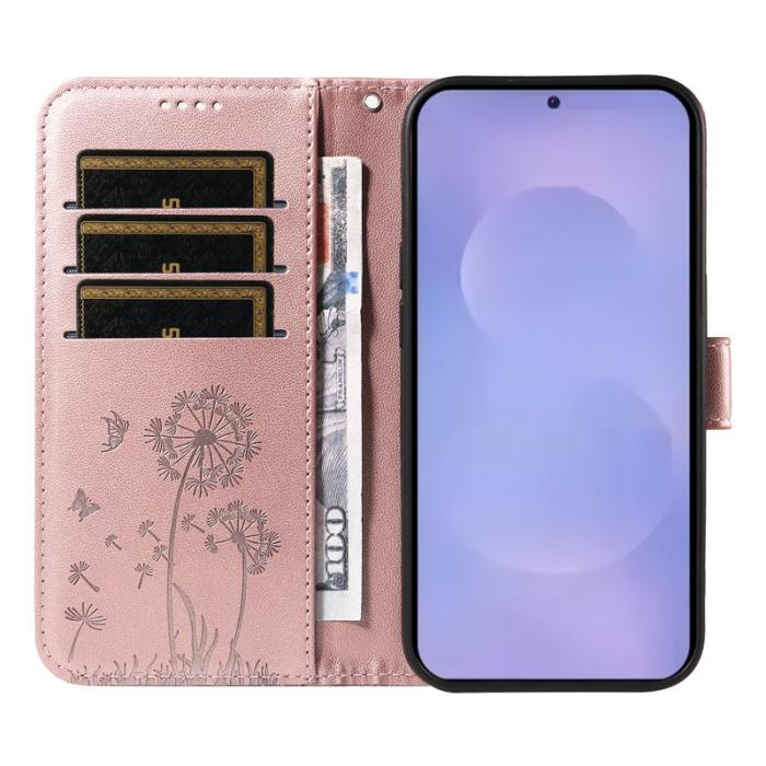 OEM - Samsung Galaxy S26+ Plånboksfodral Konstläder Dandelion - Roséguld