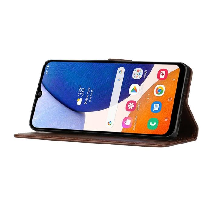 OEM - Samsung Galaxy S26+ Fodral Äkta Läder Fjäril Blomma - Brun