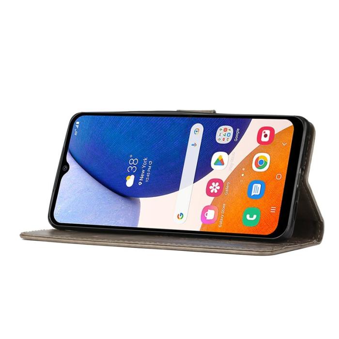 OEM - Samsung Galaxy S26 Plus Plånboksfodral Konstläder Fjäril Blomma - Grå