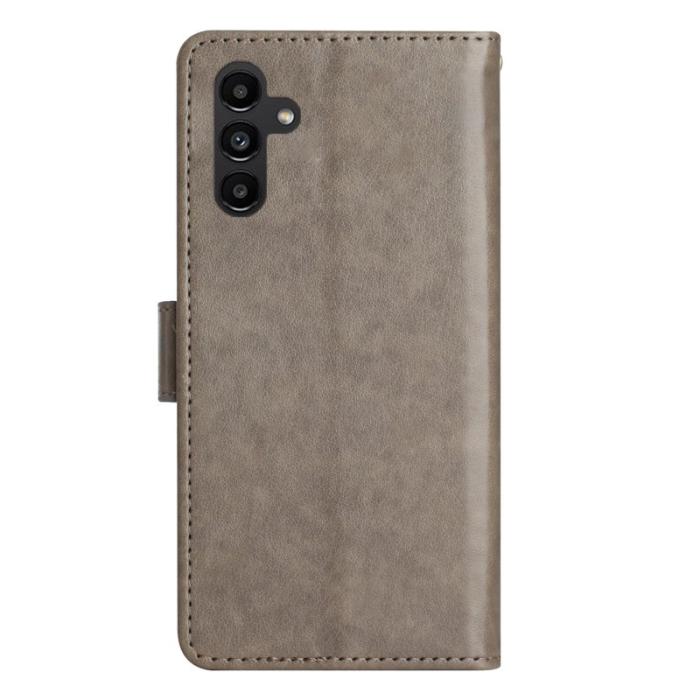 OEM - Samsung Galaxy S26 Plus Plånboksfodral Konstläder Fjäril Blomma - Grå
