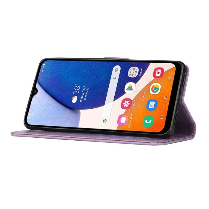 OEM - Samsung Galaxy S26+ Fodral Äkta Läder Fjäril Blomma - Ljus Lila