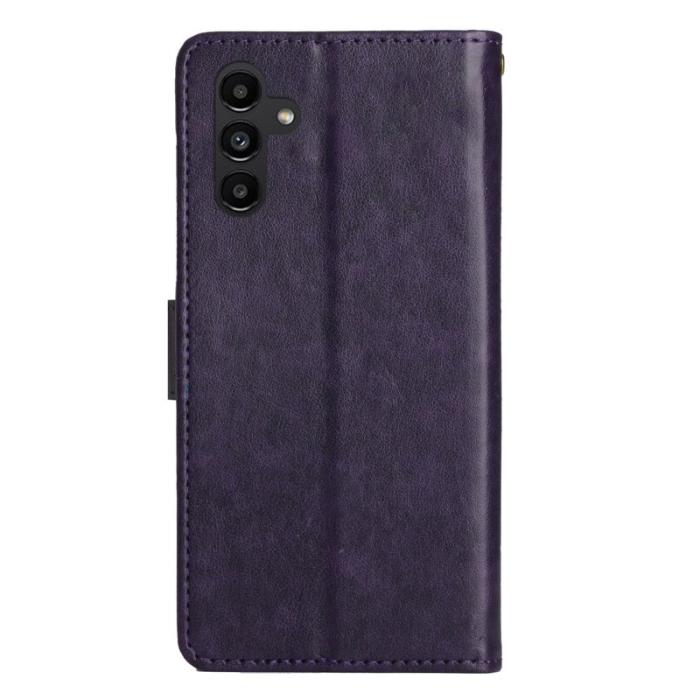 OEM - Samsung Galaxy S26 Plus Plånboksfodral Konstläder Fjäril Blomma - Lila