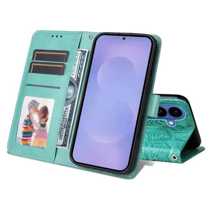 OEM - Samsung Galaxy S26+ Plånboksfodral Konstläder - Grön