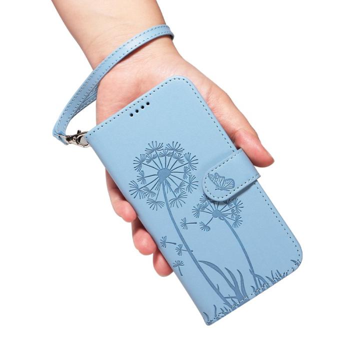 OEM - Samsung Galaxy S26+ Plånboksfodral Konstläder Med Rem Dandelion - Ljusblå