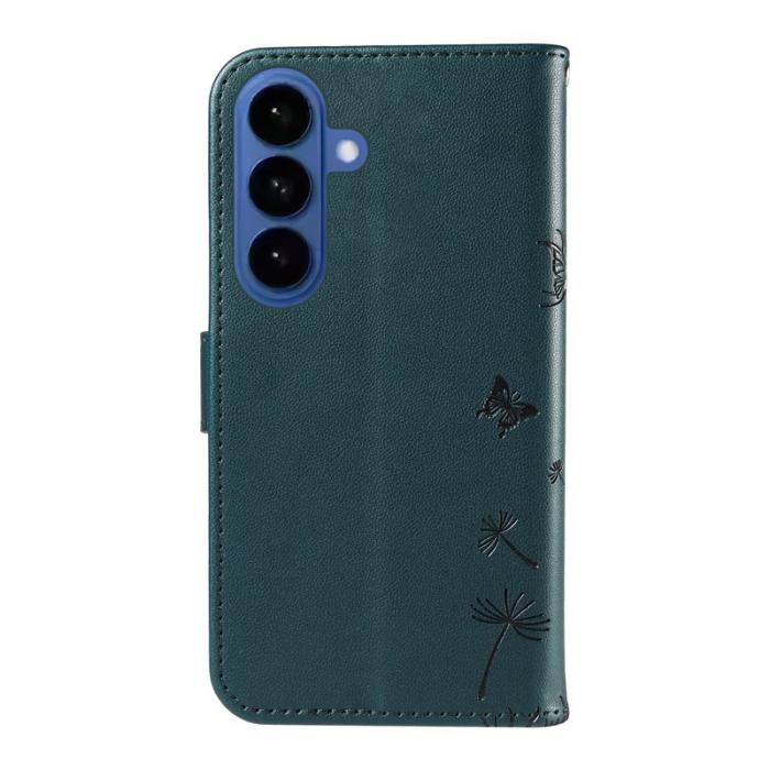 OEM - Samsung Galaxy S26+ Plånboksfodral Konstläder Med Rem Maskrostryck - Blå