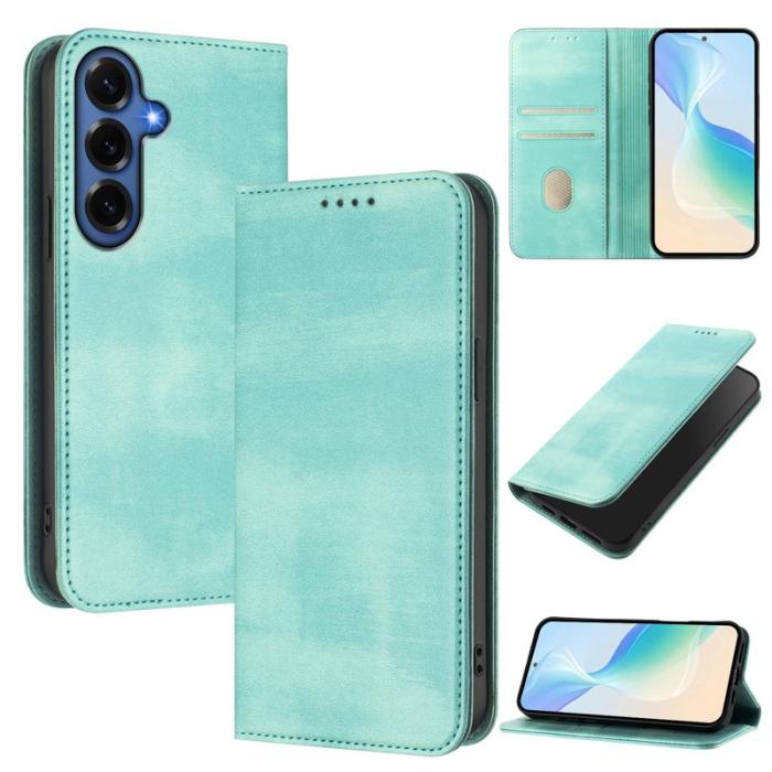 OEM - Samsung Galaxy S26+ Plånboksfodral Konstläder Retro Textur - Mintgrön