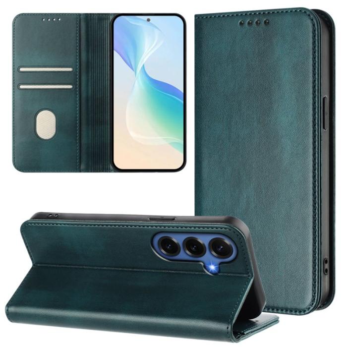 OEM - Samsung Galaxy S26+ Plånboksfodral Konstläder RFID Skydd - Grön