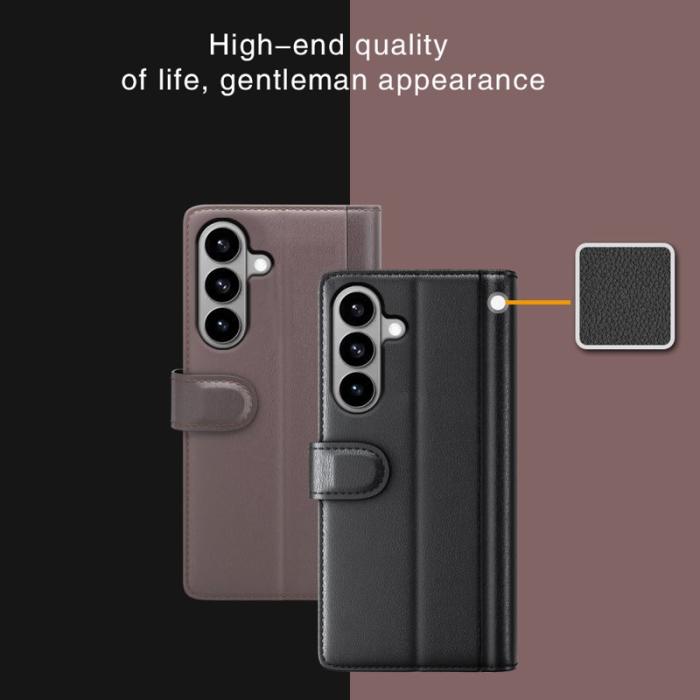 OEM - Samsung Galaxy S26 Fodral Äkta Läder Ställ - Brun