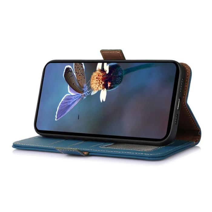 YIKATU - Samsung Galaxy S26 Fodral Anti-Drop Äkta Läder RFID Skydd - Blå