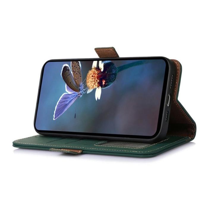 OEM - Samsung Galaxy S26 Fodral Anti-Drop Äkta Läder RFID Skydd - Grön