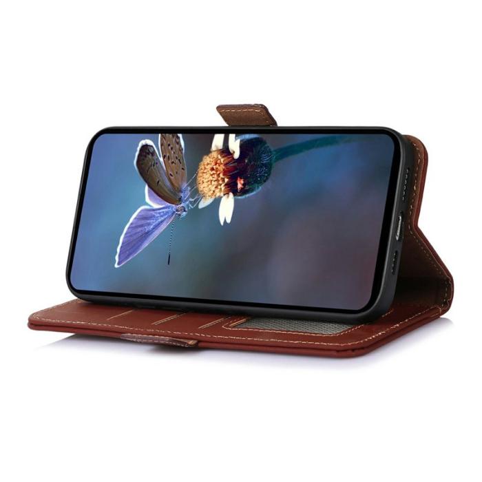 OEM - Samsung Galaxy S26 Fodral Anti-Drop Äkta Läder RFID Skydd - Kaffe