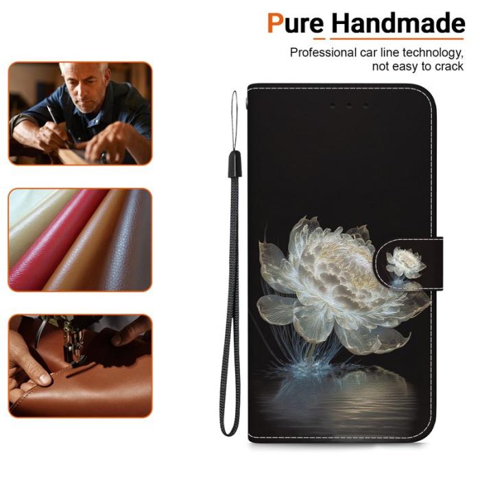 OEM - Samsung Galaxy S26 Fodral Anti-Drop Mönstertryck Äkta Läder - Crystal Peony