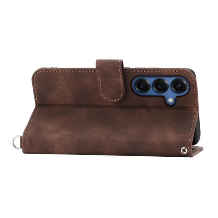 OEM - Samsung Galaxy S26 Fodral Blommönster PU Läder - Brun