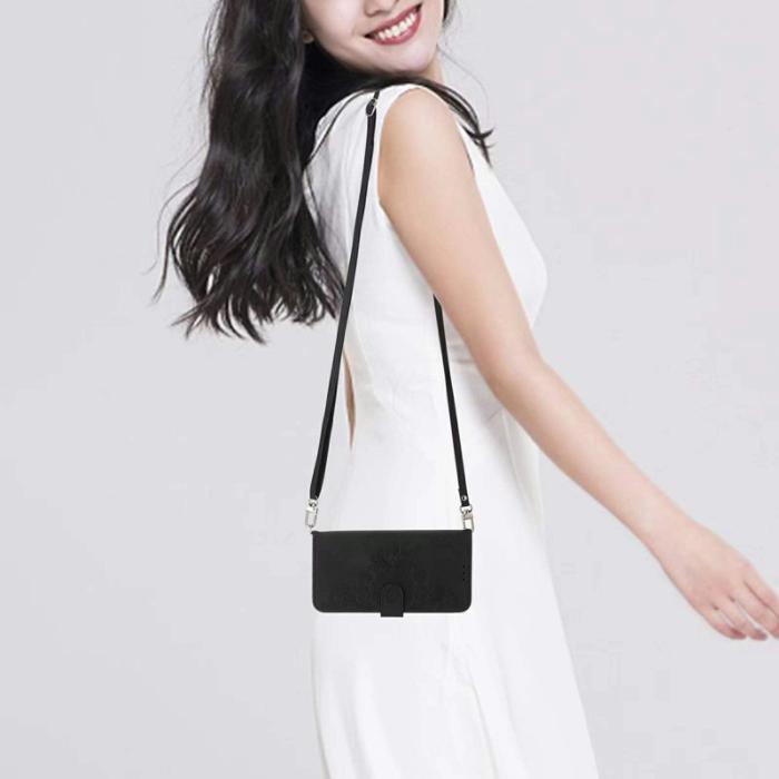 OEM - Samsung Galaxy S26 Fodral Blommönster PU Läder - Svart