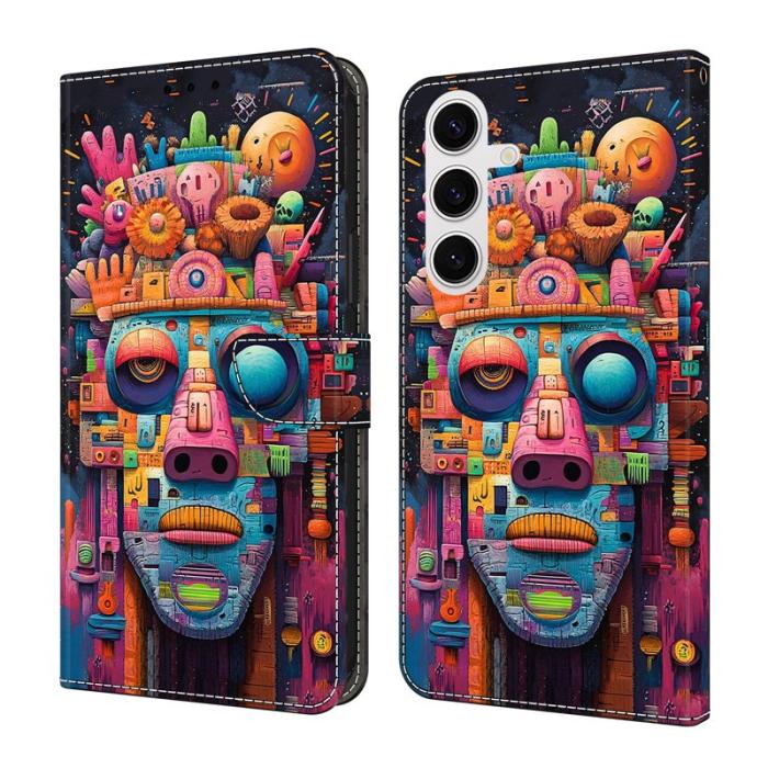 OEM - Samsung Galaxy S26 Fodral Fällbart Ställ PU Läder Mönster - Graffiti