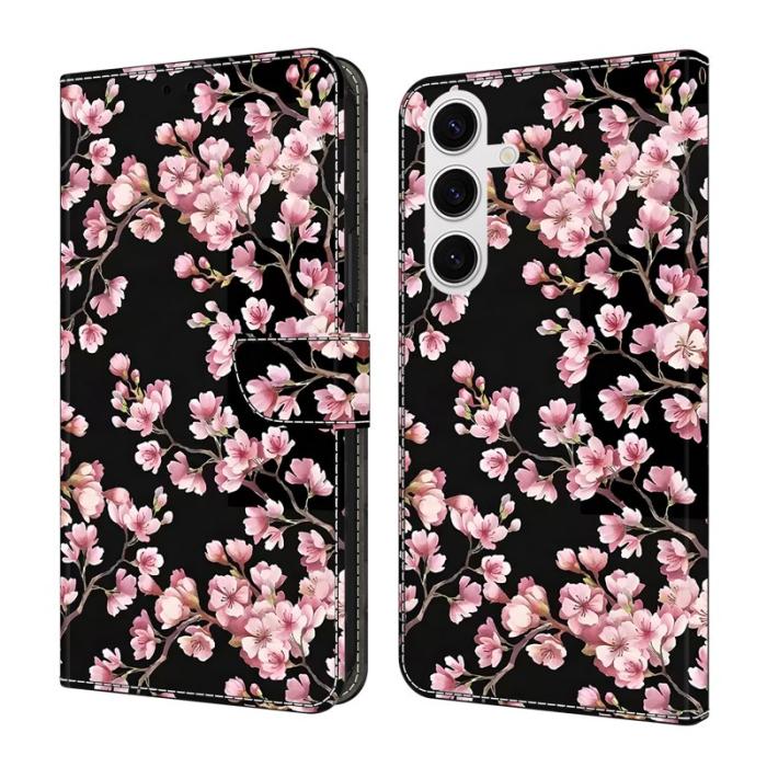 OEM - Samsung Galaxy S26 Fodral Fällbart Ställ PU Läder Mönster - Persika Blomma