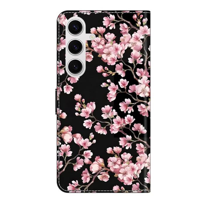 OEM - Samsung Galaxy S26 Fodral Fällbart Ställ PU Läder Mönster - Persika Blomma
