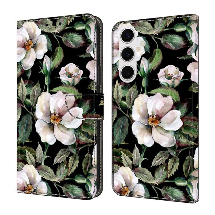 OEM - Samsung Galaxy S26 Fodral Fällbart Ställ PU Läder Mönster - Stor Blomma