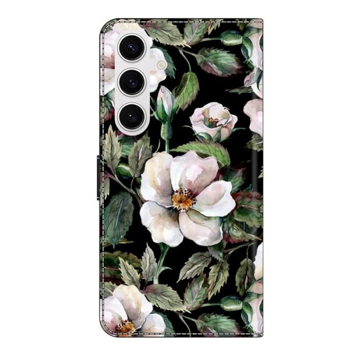 OEM - Samsung Galaxy S26 Fodral Fällbart Ställ PU Läder Mönster - Stor Blomma