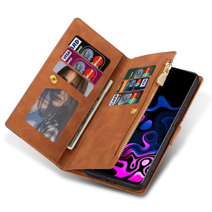 OEM - Samsung Galaxy S26 Fodral Färgsplicing Äkta Läder Ställ - Brun