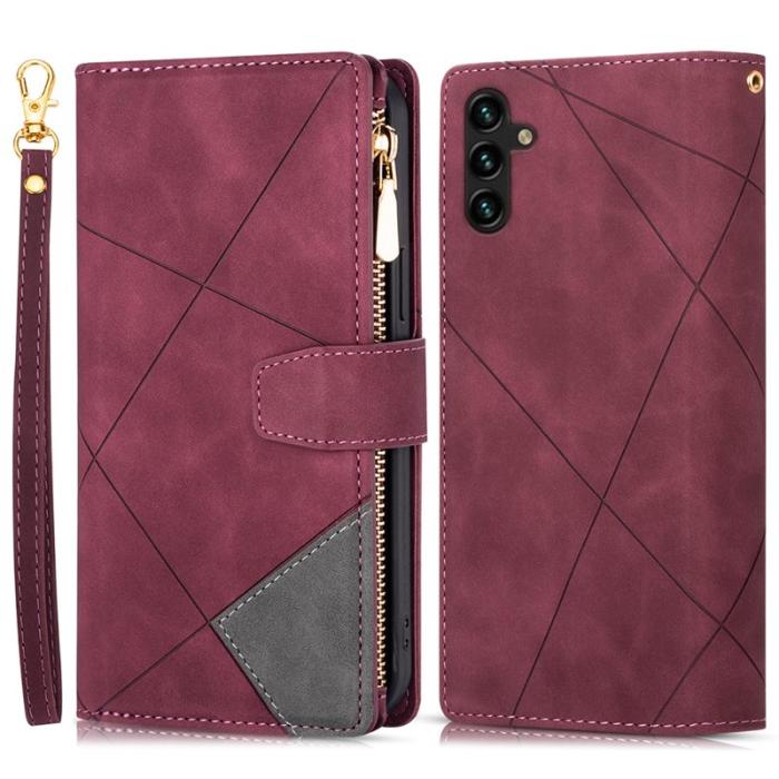 OEM - Samsung Galaxy S26+ Plånboksfodral Färgsplicing Konstläder Ställ - Röd