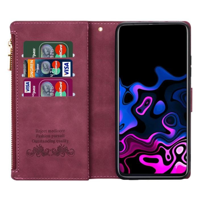 OEM - Samsung Galaxy S26 Fodral Färgsplicing Läder Ställ - Röd